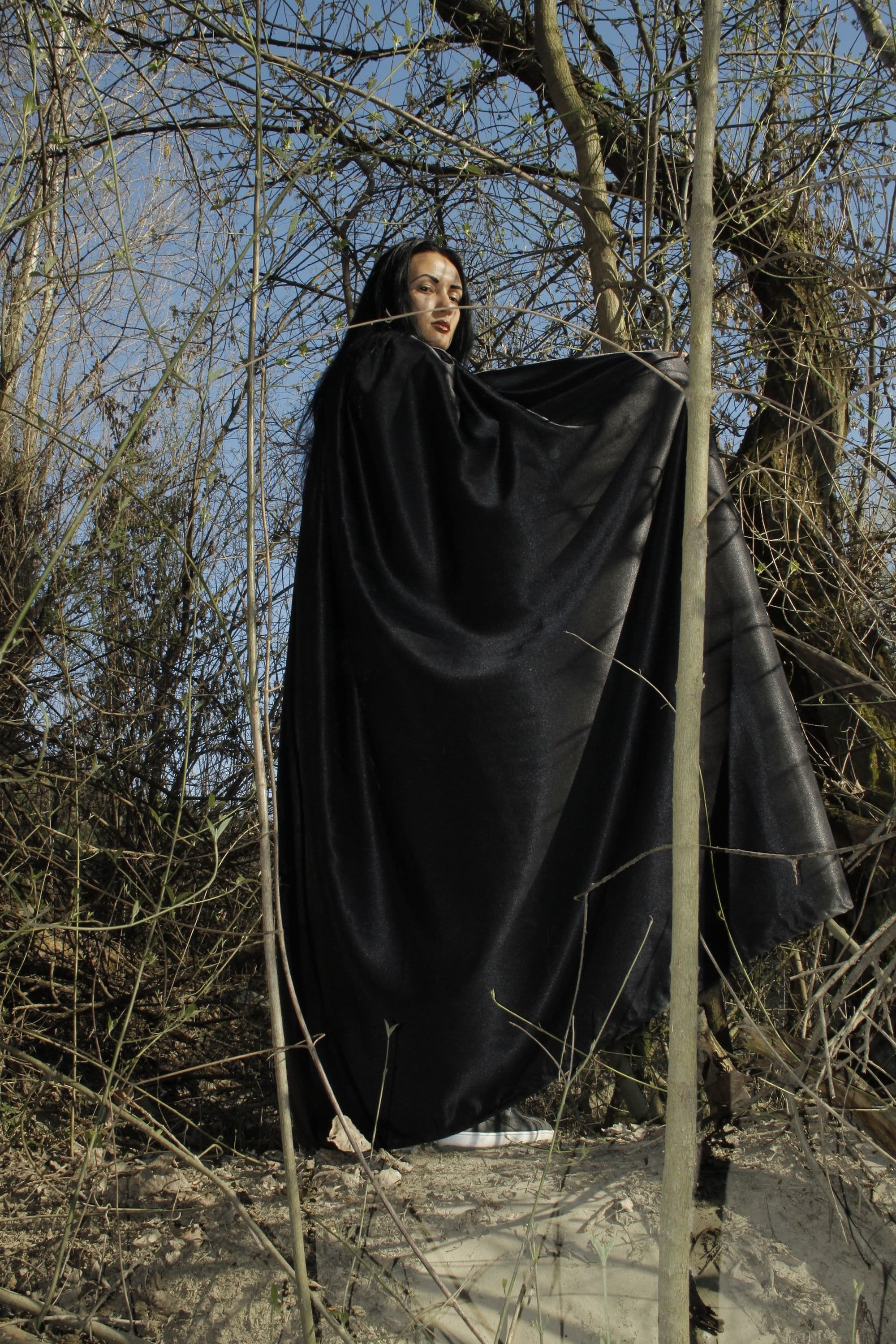 Black Witch Cloak Wizard Cloak Warlock Ð¡loak Wide Hooded | Etsy