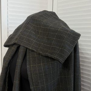 Plaid Wool Hooded Cape, Celtic Wool Hooded Capelet, Wool Hooded Cloak, Viking Wool Cape