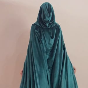 ини архатный плащ, ирюзовый архатный плащ, темно-зеленый а, ащ с капюшоном, есная едьма