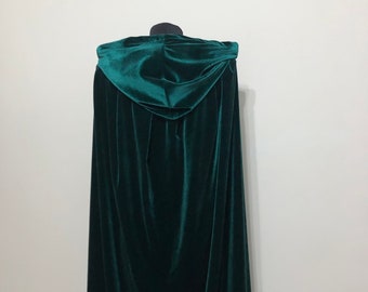 Dark Green Velvet Cloak, Forest Green Velvet Cloak, Deep Green Cloak, Hooded Cloak, Forest Witch