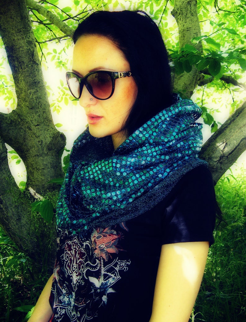 Rounded Hood, Festival hood. Festival Hooded Scarf, Rave Hood collar Blue, Gold, Pink, Turquoise image 6