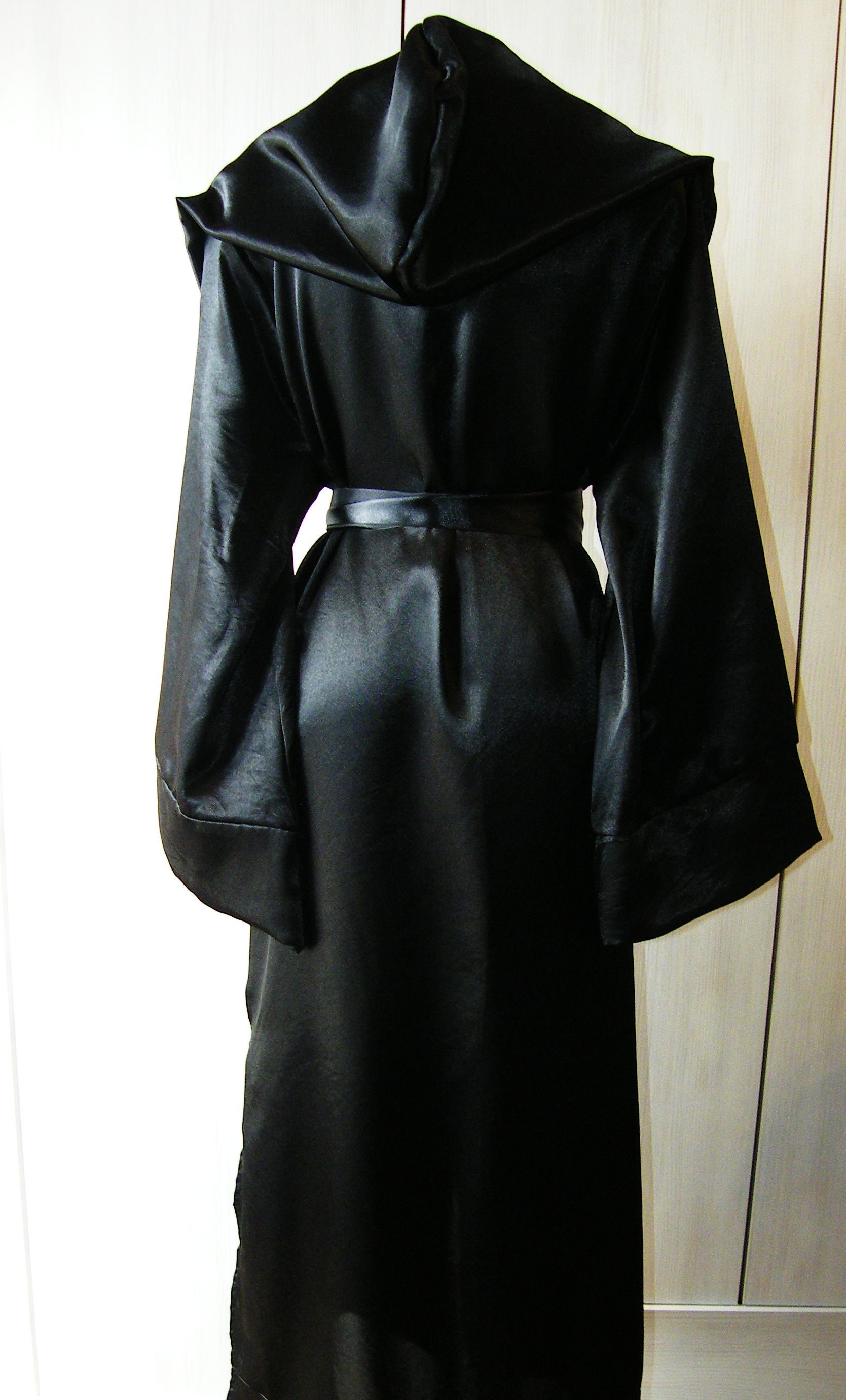Satin Black Robe Grim Reaper costume Ceremonial Robe Wizard Etsy