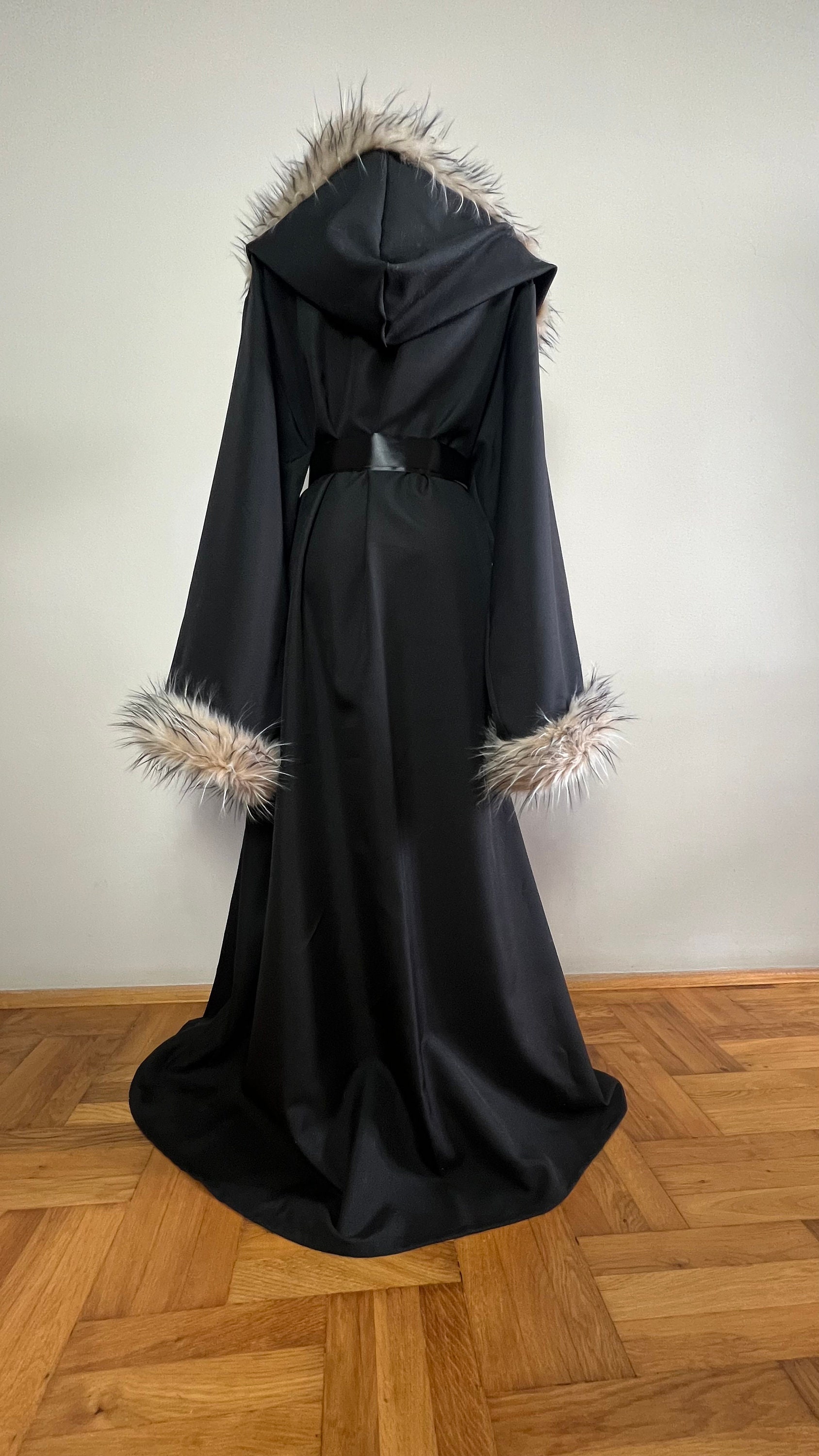 Pyromancer Robes Hooded Robe With Fur, Witcher Robe, Cosplay Robe, Ceremonial Robe, Grim ...