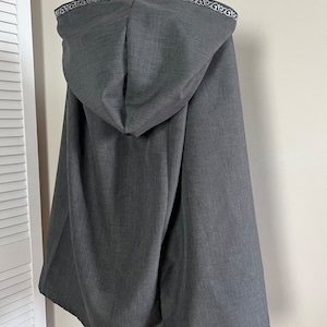Gray Hooded Capelet Gray Cape With Trim Gray Linen Cloak - Etsy