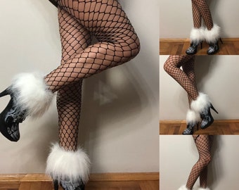 White Fake Fur Boots Cover, Faux Fur Boots Warmers, Fur Leg Warmers, Fur Leg Cuffs