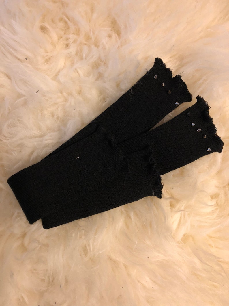 Black Arm Warmers Spiked Arm Warmers Knit Black Sleeves Etsy