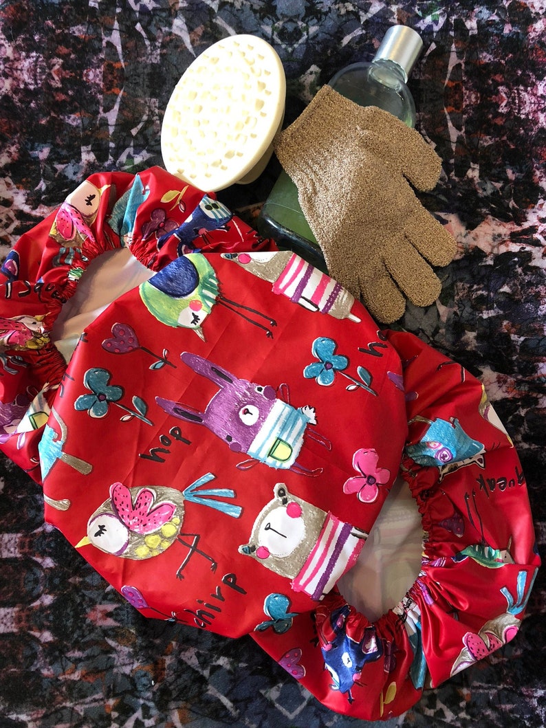 Pink Shower Cap funny Shower Cap Cat Print Shower Cap Etsy