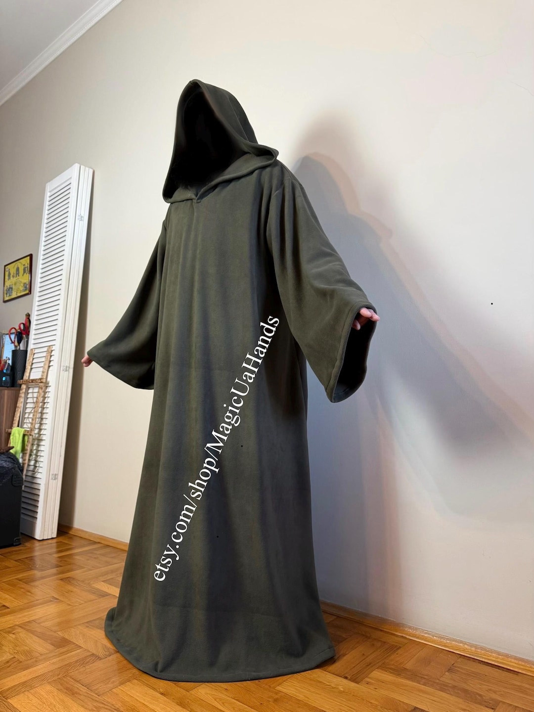 Occult Robe Polar Fleece Hooded Monk Robe, Unisex Ritual Hooded Tunic, Occult Robe ...