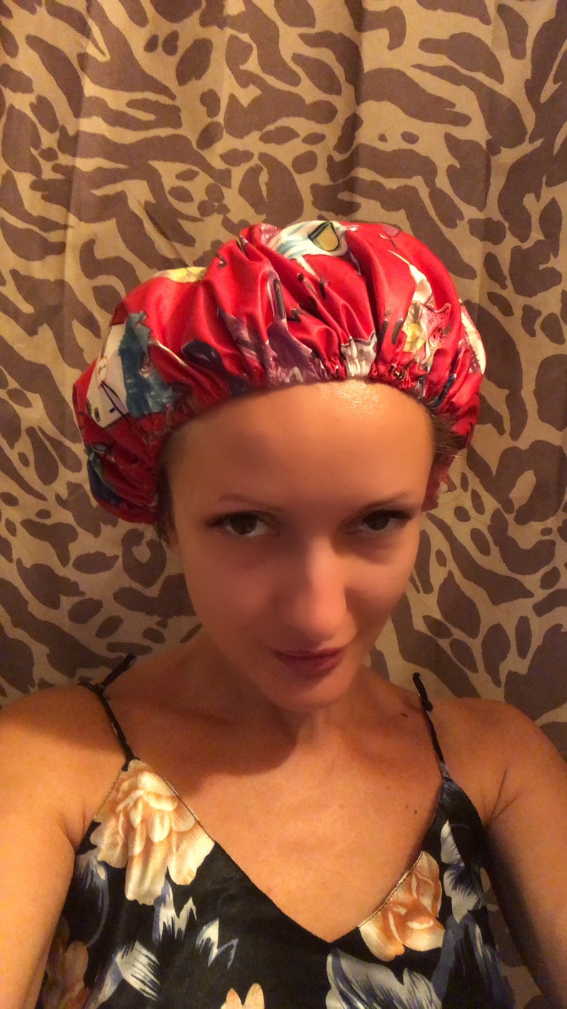 Pink Shower Cap funny Shower Cap Cat Print Shower Cap Etsy