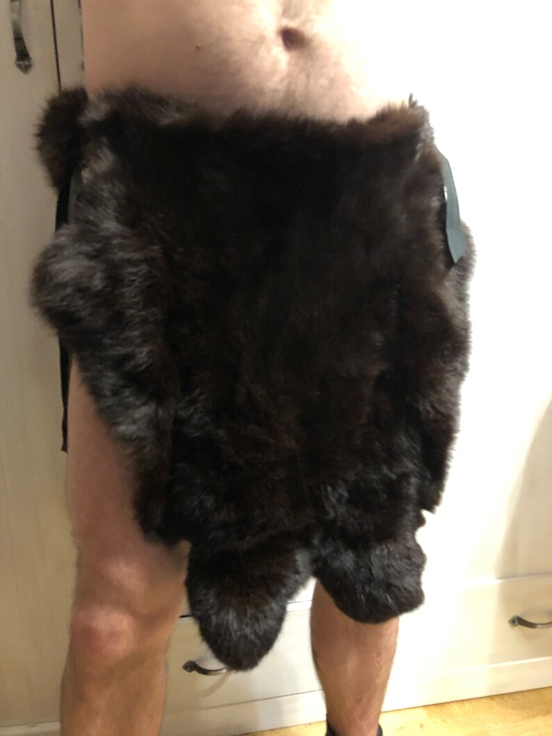 Long Fur Skirt Real Rabbit Fur Skirt Larp Costume Burning Man Tribal Skirt Cosplay skirt
