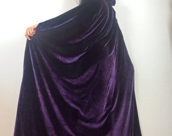 Black Velvet Hooded Cloak, Long Medieval Velvet Hooded Cape, Raven Capelet, Red Witch Cosplay Cape, Elven Velvet Cape