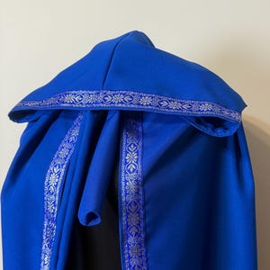 medieval royal blue cloak with ending