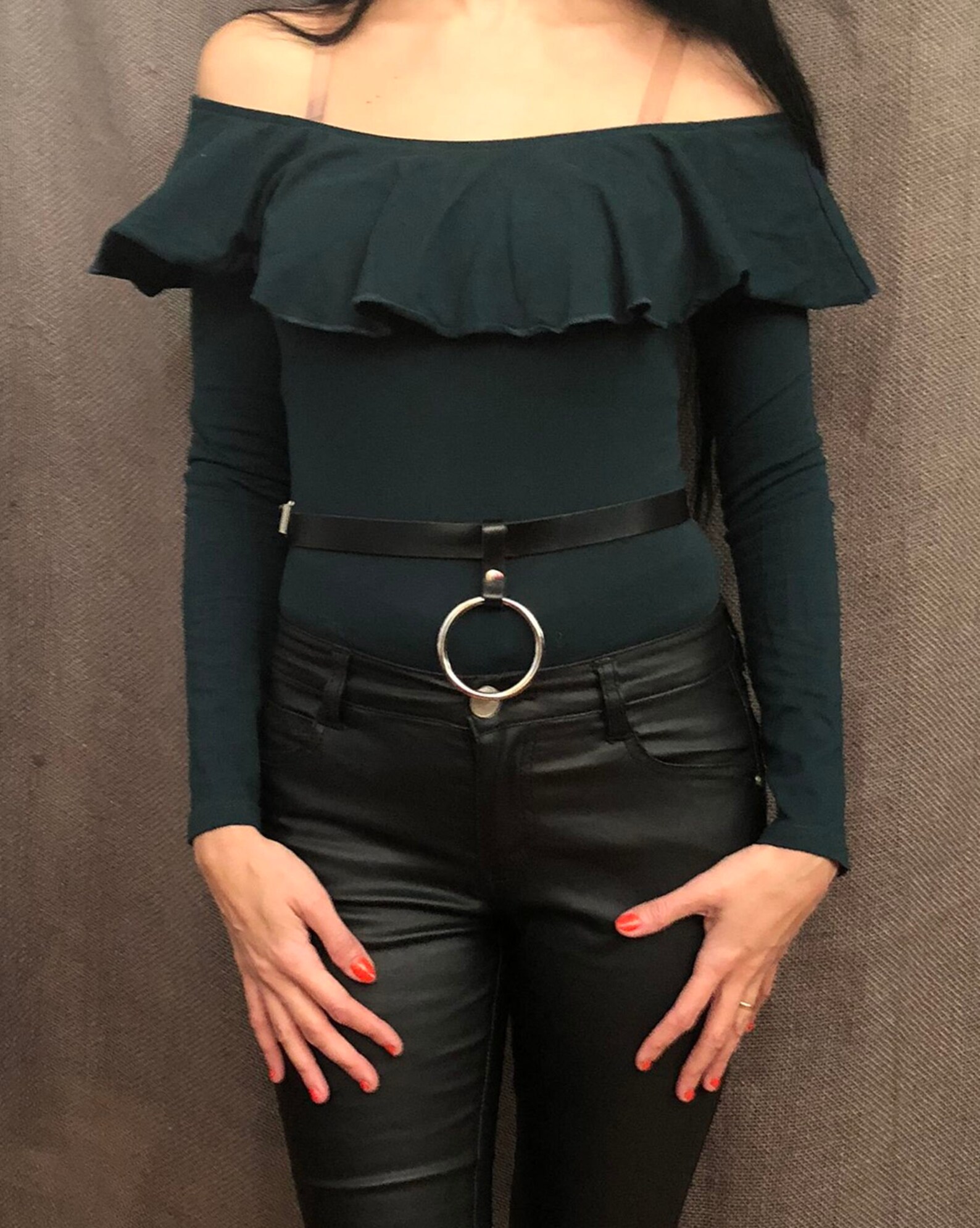 Black Leather Harness Leather Belt with O ring Waist Leather Etsy