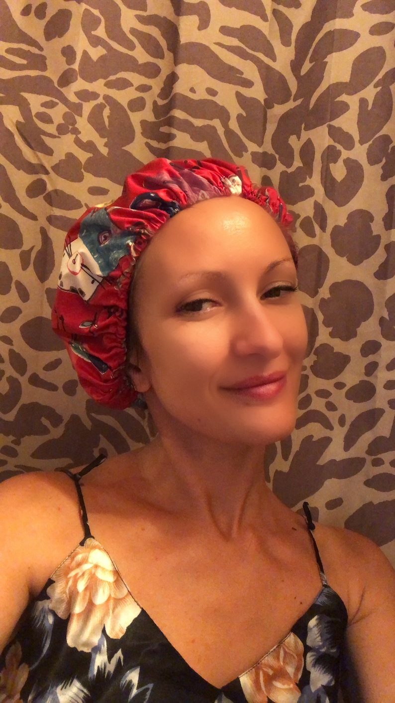 Pink Shower Cap funny Shower Cap Cat Print Shower Cap Etsy