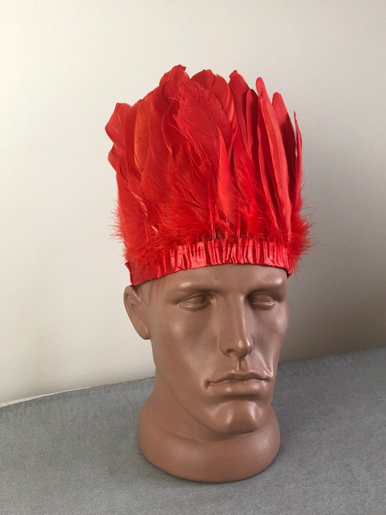 Red Feathers Crown Feathers Collar Long Feathers Red Etsy