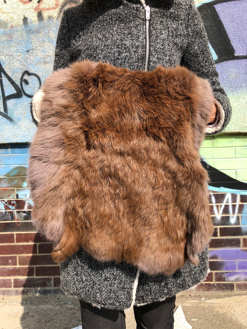 Long Fur Skirt Real Rabbit Fur Skirt Larp Costume Burning Man Tribal Skirt Cosplay skirt