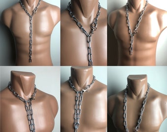 Wide Large Chain, Alternative Chain, Mens Chain Link Carabine, Unisex Industrial Chain Choker