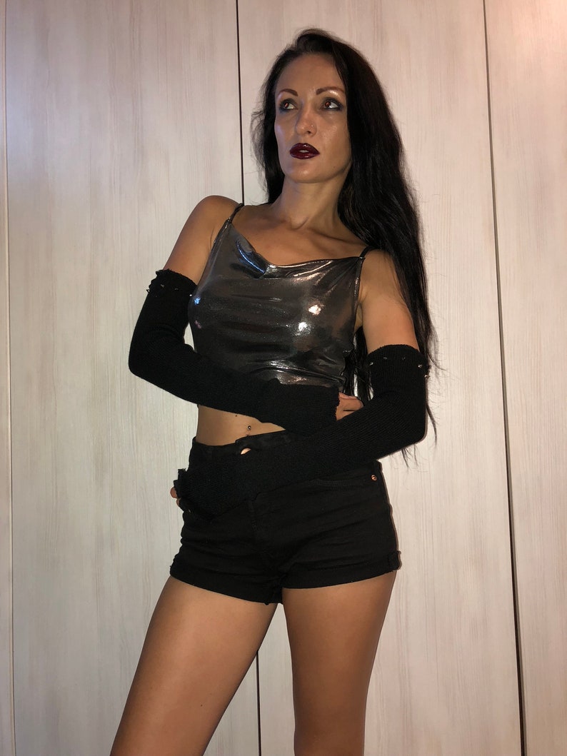 Black Arm Warmers Spiked Arm Warmers Knit Black Sleeves Etsy