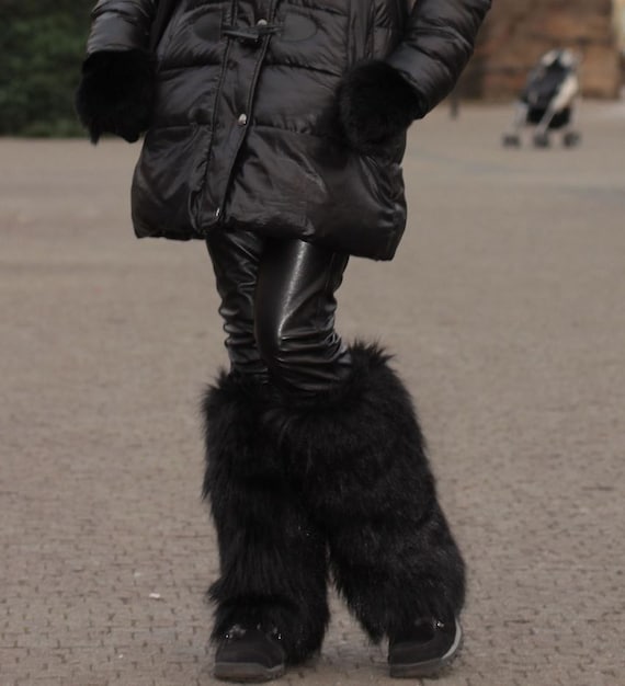 Black Faux Fur Leg Warmers White Boot Covers Red Fur Boot Cover