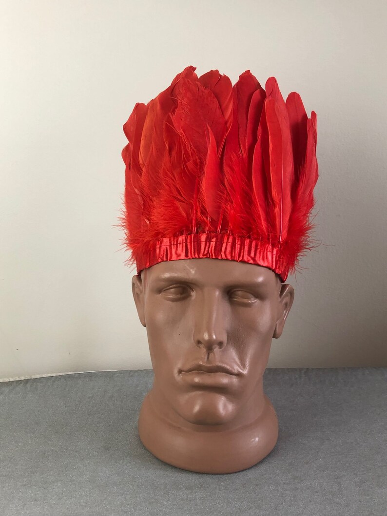 Red Feathers Crown Feathers Collar Long Feathers Red Etsy
