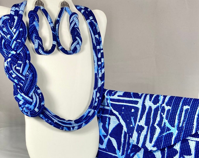 African Print Ankara Necklace With Matching Clutch Bag