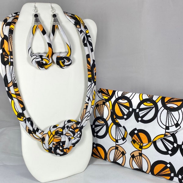 African Print /Ankara/Statement Necklace With Matching Clutch Bag