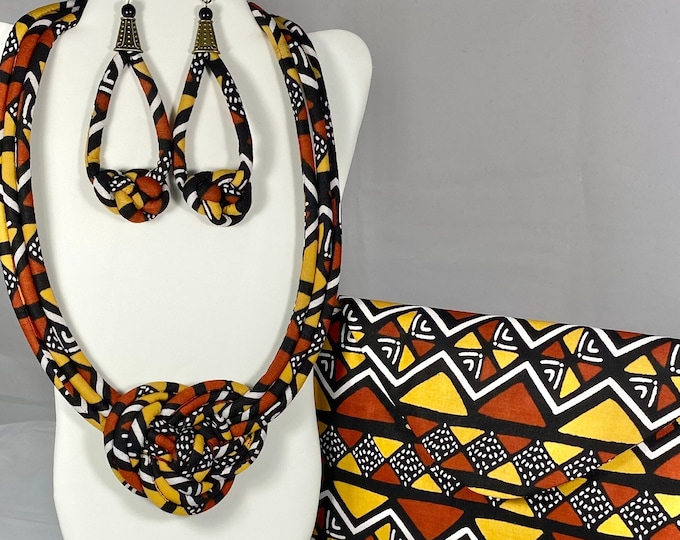 African Print /Ankara/Statement Necklace With Matching Clutch Bag
