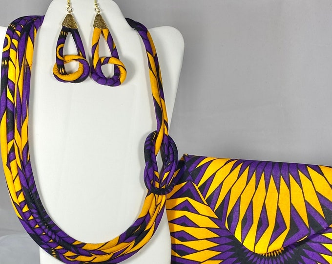 African Print /Ankara/Statement Ethnic Necklace With Matching Clutch Bag