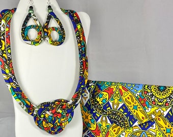 African Print /Ankara/Statement Necklace With Matching Clutch Bag