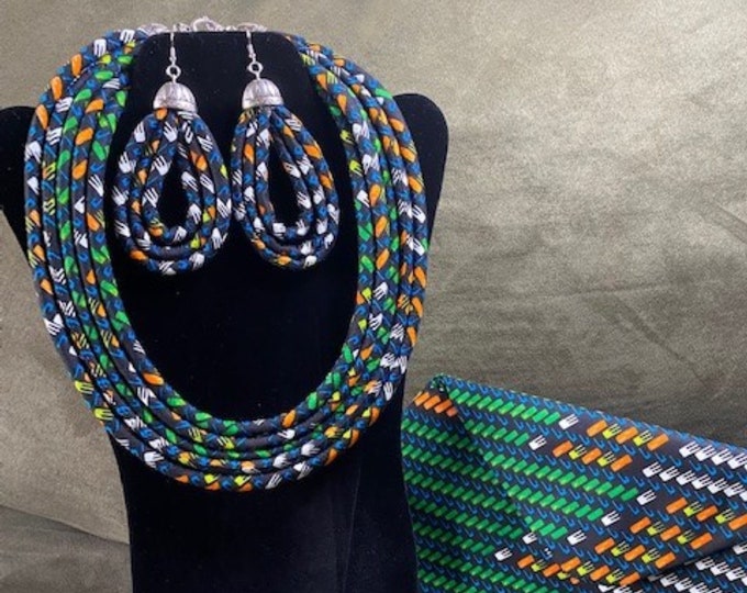 African Print Ankara Necklace With Matching Clutch Bag