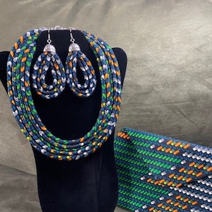 African Print Ankara Necklace With Matching Clutch Bag