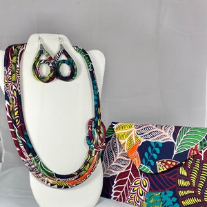 African Print Ankara Necklace With Matching Clutch Bag