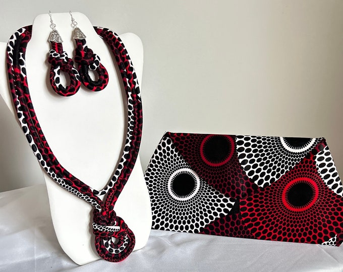 African Print /Ankara/Statement Necklace With Matching Clutch Bag