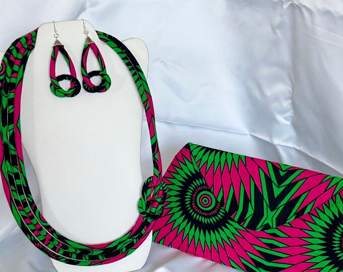 African Print /Ankara/Statement Ethnic Necklace With Matching Clutch Bag