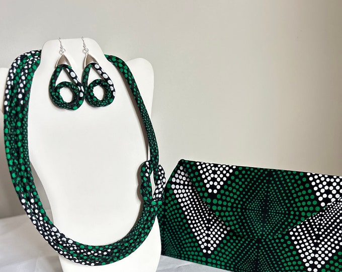 African Print Ankara Necklace With Matching Clutch Bag