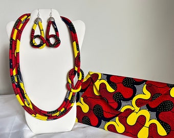 African Print Ankara Necklace With Matching Clutch Bag