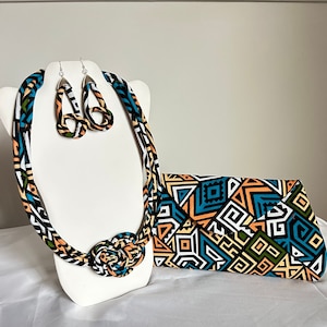 African Print Ankara Necklace With Matching Clutch Bag