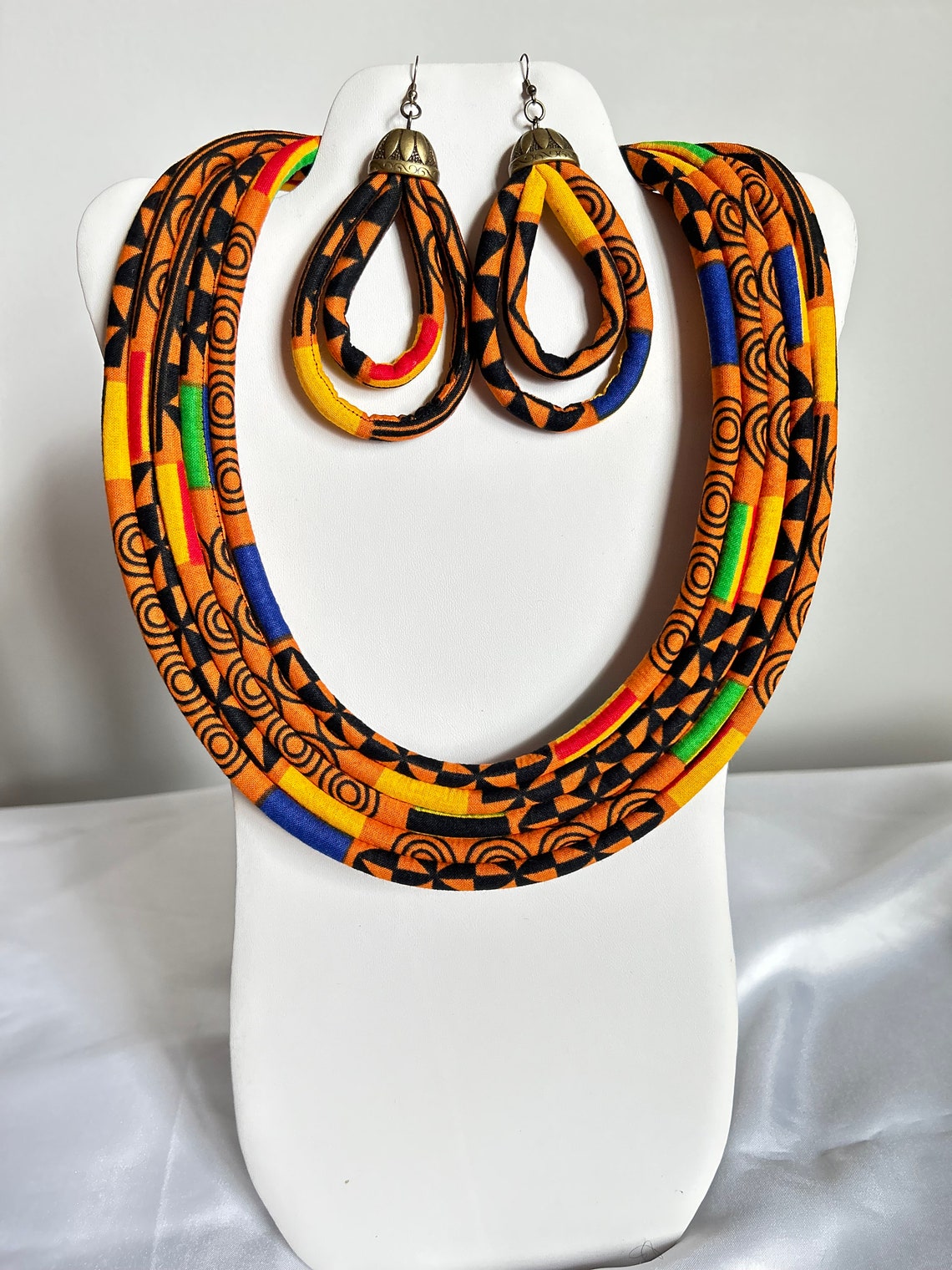 Handmade African Ankara Fabric Necklace - Button Closure, Vibrant Print Jewelry For Women - View #8
