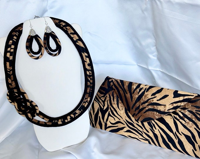 African Print /Ankara/Statement Ethnic Necklace With Matching Clutch Bag