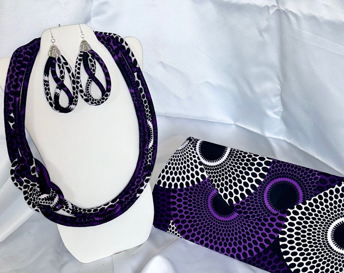 African Print /Ankara/Statement Ethnic Necklace With Matching Clutch Bag