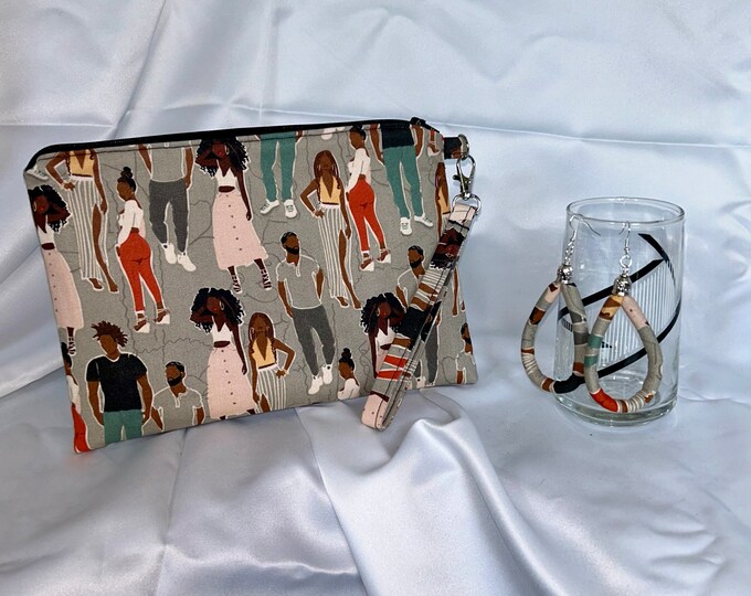 Ankara/African Print/Black History/African American/Ethnic Wristlet With Matching Earrings