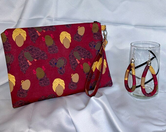 Ankara/African Print/Black History/African American/Ethnic Wristlet With Matching Earrings