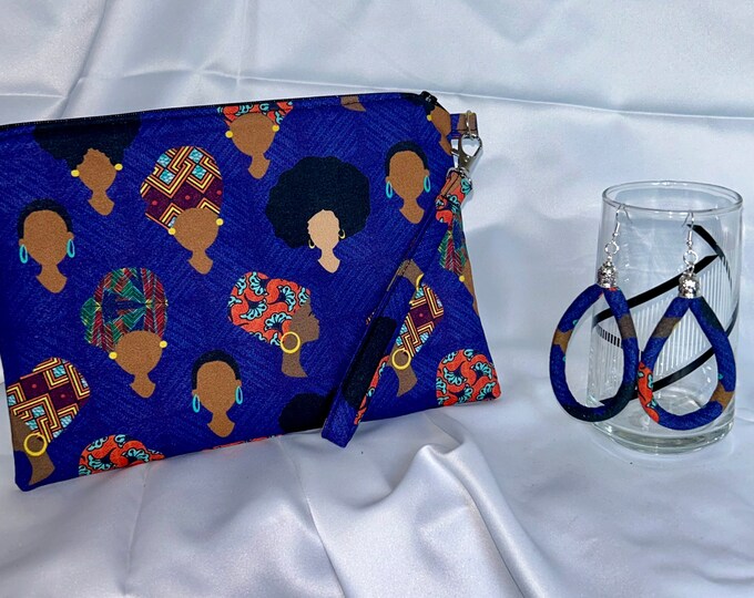Ankara/African Print/Black History/African American/Ethnic Wristlet With Matching Earrings