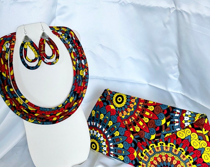 African Print Ankara Chocker Necklace With Matching Clutch Bag