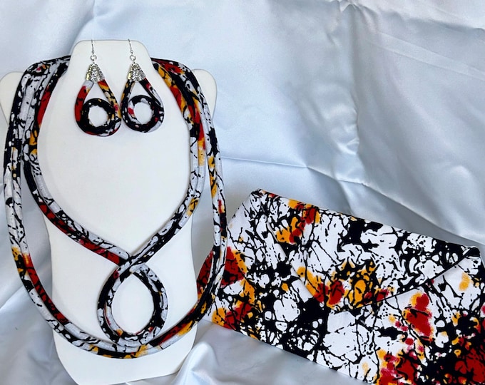 African Print /Ankara/Statement Ethnic Necklace With Matching Clutch Bag