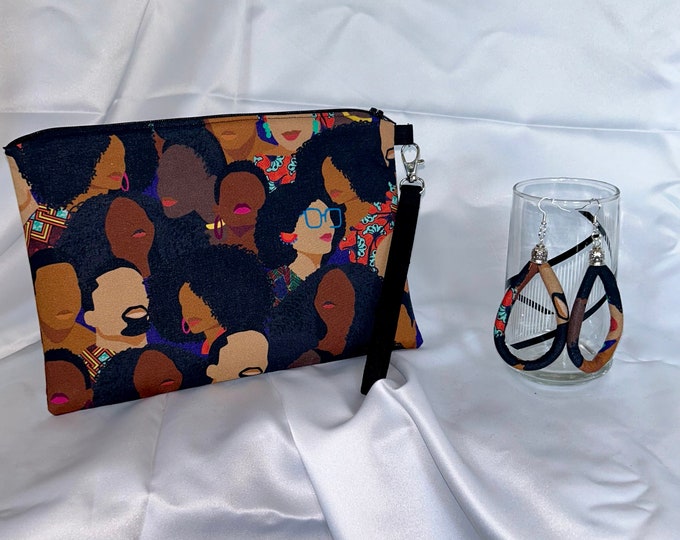Ankara/African Print/Black History/African American/Ethnic Wristlet With Matching Earrings