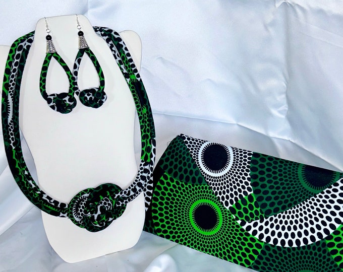 African Print /Ankara/Statement Ethnic Necklace With Matching Clutch Bag