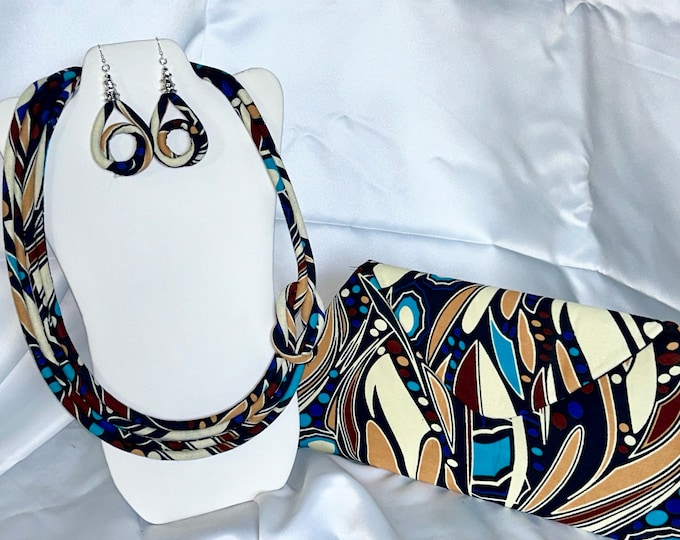 African Print /Ankara/Statement Ethnic Necklace With Matching Clutch Bag