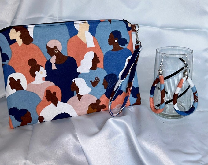 Ankara/African Print/Black History/African American/Ethnic Wristlet With Matching Earrings