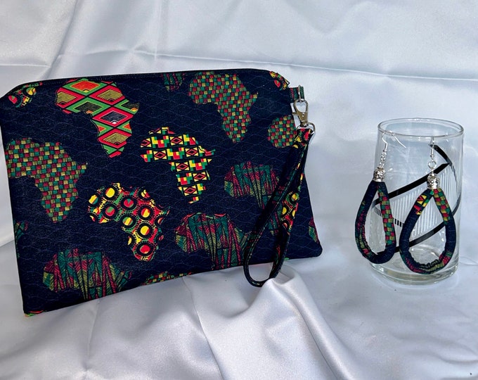 Ankara/African Print/Black History/African American/Ethnic Wristlet With Matching Earrings